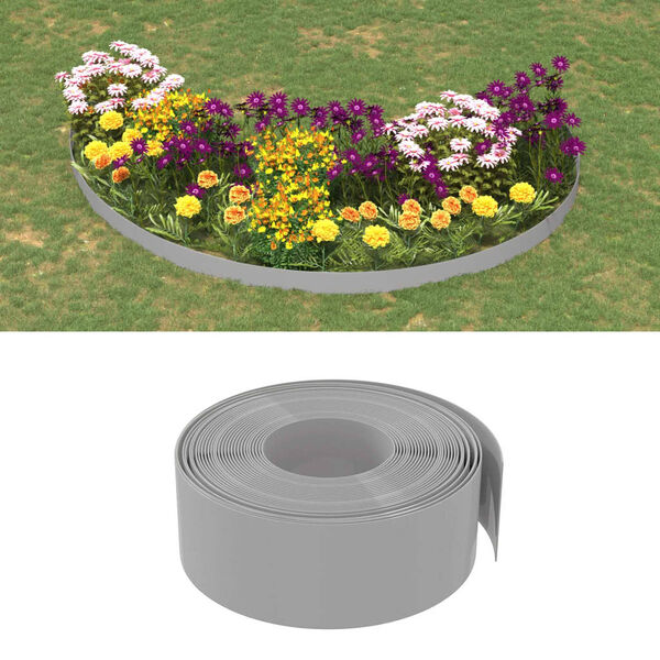 vidaXL Garden Edgings 3 pcs Gray 32.8' 7.9" Polyethylene