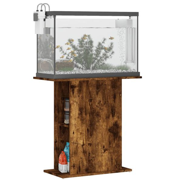 vidaXL Aquarium Stand Smoked Oak Engineered Wood 29.5 x 14.2 x 28.5 in