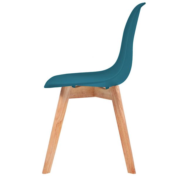 vidaXL Dining Chair Set of 6 Turquoise Plastic seat and rubberwood legs