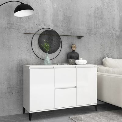vidaXL Sideboard High Gloss White 40.9"x13.8"x27.6" Engineered Wood