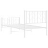 vidaXL Bed Frame White Steel Twin Bed Frame Rectangular Traditional