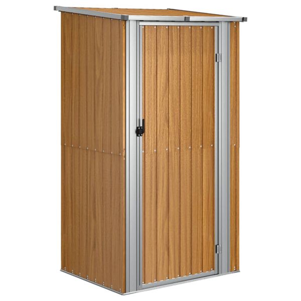 vidaXL Garden Shed Brown Galvanized Steel, Plastic Medium Garden Shed