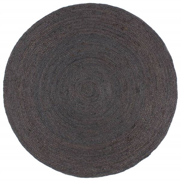 vidaXL Area Rug Dark Grey Braided Jute 82.7 in Area Rug Round