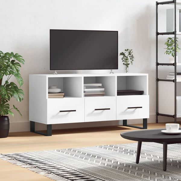 vidaXL TV Cabinet White Engineered Wood Medium TV Cabinet Rectangular