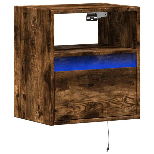 vidaXL Wall-mounted Bedside Cabinet Smoked Oak Engineered wood Compact