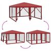 vidaXL Party Tent with 8 Mesh Sidewalls Red  13.1x13.1' HDPE