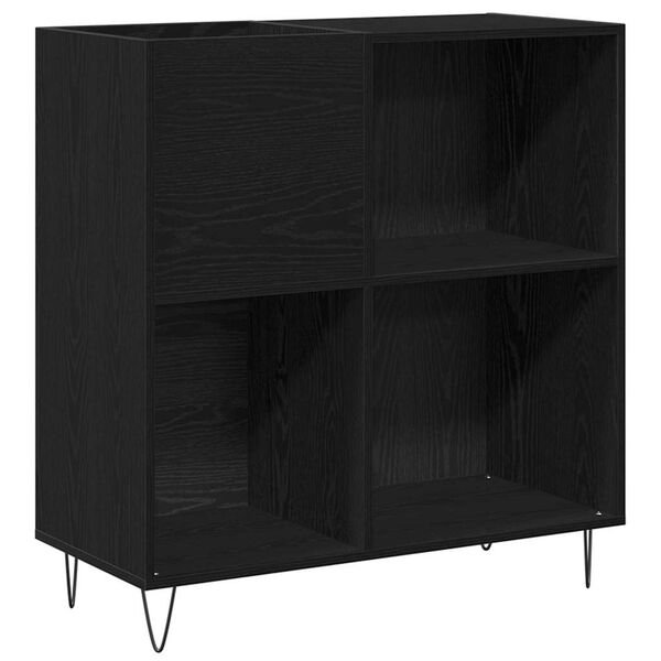 vidaXL Record Cabinet with Shelf Black Oak 33.46 x 14.96 x 35.04 in
