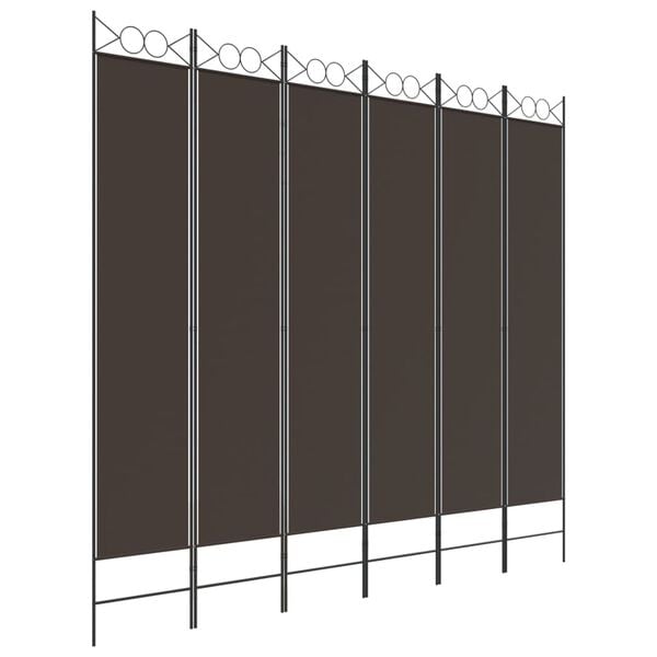 vidaXL 6-Panel Room Divider Brown 94.5"x86.6" Fabric