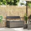 vidaXL Garden Storage Bench Grey PE Rattan, Powder-Coated Steel, Plywood