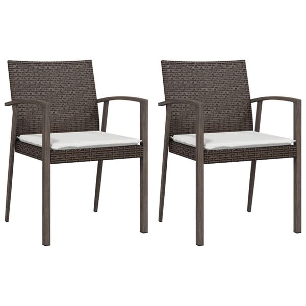 vidaXL Garden Chair Set of 2 Brown PE Rattan, Steel Standard Durable