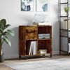 vidaXL Record Cabinet Smoked Oak Engineered Wood, Iron 33.3x15.0x35.0 in