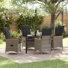 vidaXL Garden Dining Set with Cushion 5 pcs Grey Poly Rattan