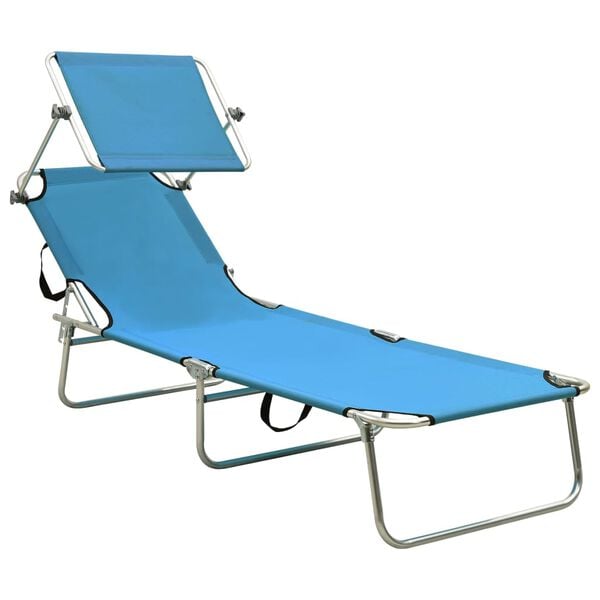 vidaXL Sun Lounger Blue Aluminum frame, 600D polyester fabric Standard
