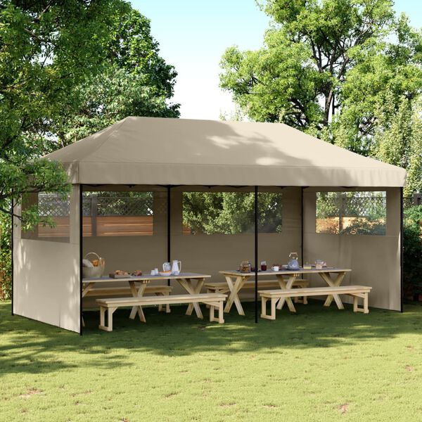 vidaXL Party Tent Taupe, Black