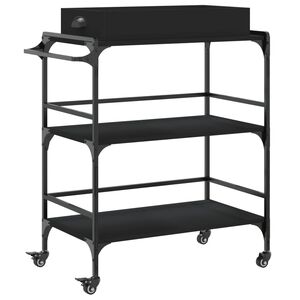 vidaXL Kitchen Trolley Black 32.1"x16.1"x36.4" Engineered Wood