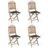 vidaXL Patio Dining Set Set of 4 Natural Bamboo Bamboo, Polyester Medium