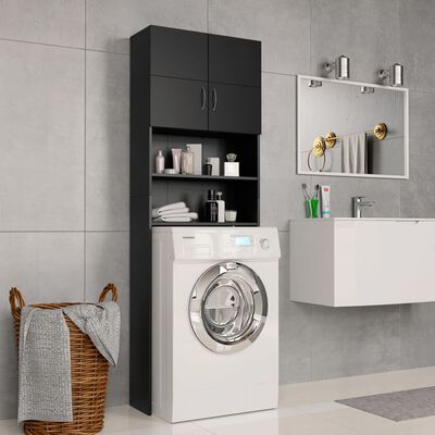 vidaXL Washing Machine Cabinet Black 25.2"x10"x74.8" Chipboard