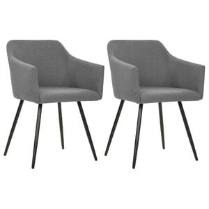 vidaXL Dining Chair Set of 2 Light Grey Polyester fabric, Metal frame
