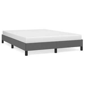 vidaXL Bed Frame Dark Grey Polyester, Plywood, Engineered Wood Full Size