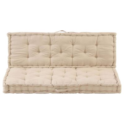 vidaXL Pallet Floor Cushions 2 pcs Cotton Beige