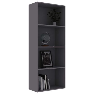 vidaXL 4-Tier Book Cabinet Gray 23.6"x11.8"x59.6" Chipboard