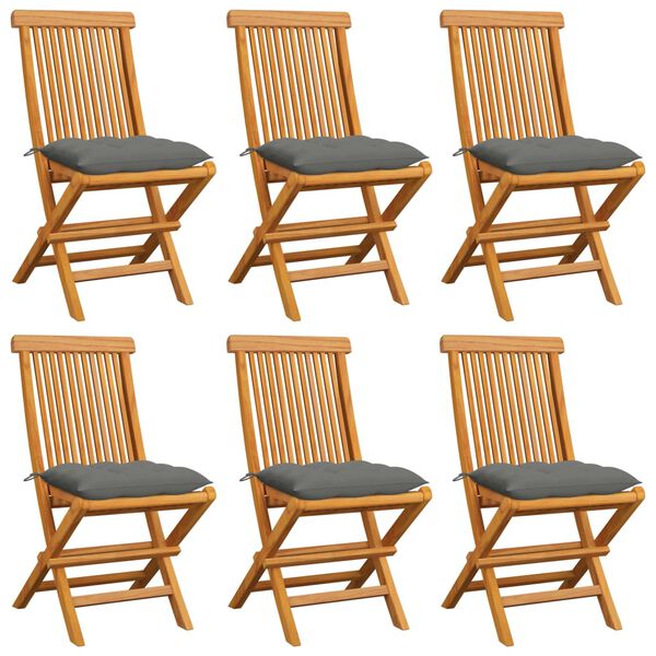 vidaXL Garden Chair Set of 6 Teak Teak wood Standard Foldable