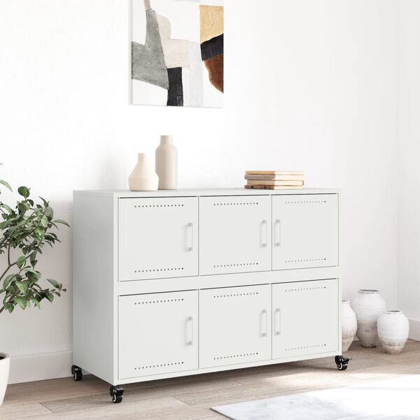 vidaXL Sideboard White Cold-rolled steel Medium Sideboard Rectangular