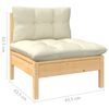 vidaXL Garden Lounge Set Cream and Pinewood Solid pinewood, 100% polyester
