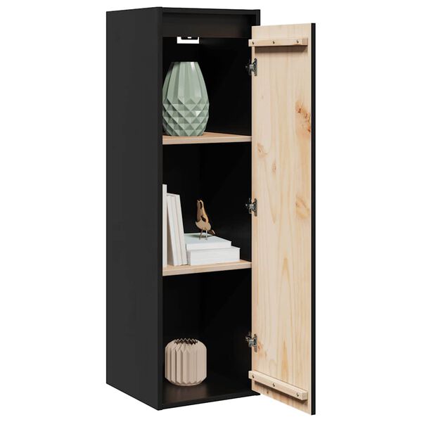 vidaXL Wall Cabinet Set of 2 Black Solid Pine wood 11.8 x 11.8 x 39.4 in