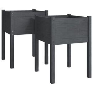 vidaXL Planter Set of 2 Gray Solid pinewood Medium Durable Planter