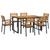 vidaXL 7 Piece Patio Dining Set Solid Wood Acacia and Metal