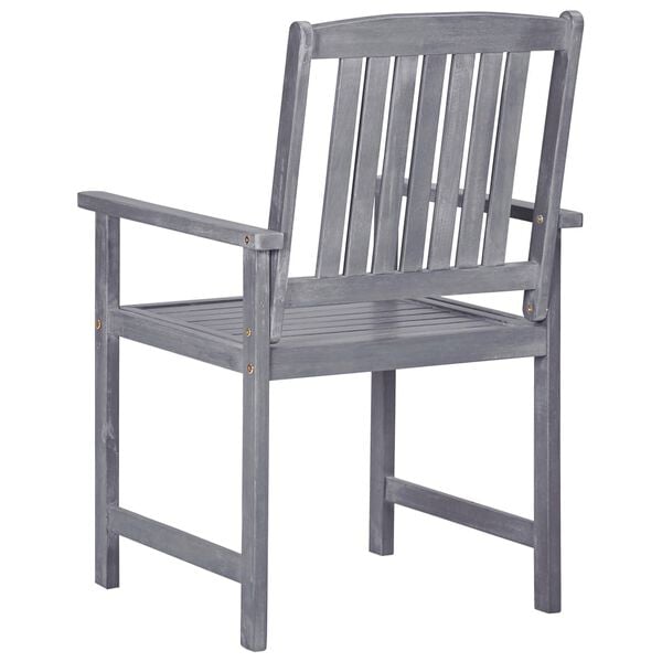 vidaXL Garden Chair Set of 4 Grey Solid Acacia wood Standard Durable