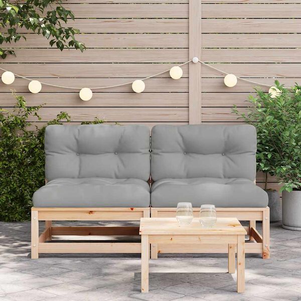 vidaXL Garden Sofa Grey Solid pine wood 27.6 x 27.6 in Modular