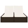 vidaXL Double Sun Lounger with Cushions Brown Poly Rattan
