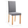 vidaXL Dining Chair Set of 4 Light Gray Fabric and Rubber Wood Medium