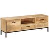 vidaXL TV Stand Natural Mango Wood Solid Mango Wood and Iron Medium