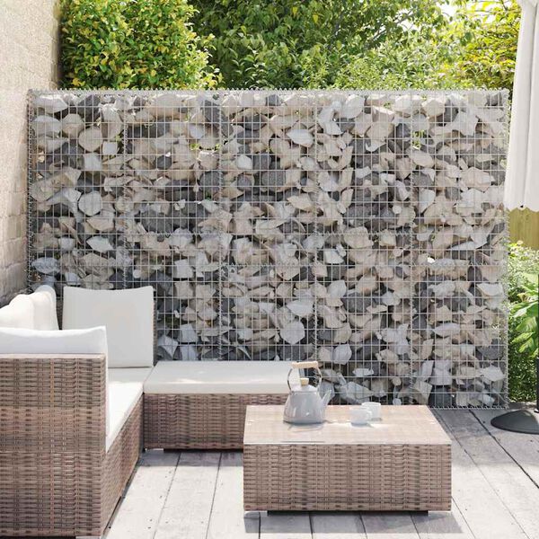 vidaXL Gabion Wall with Covers Galvanized Steel 118.1"x11.8"x78.7"