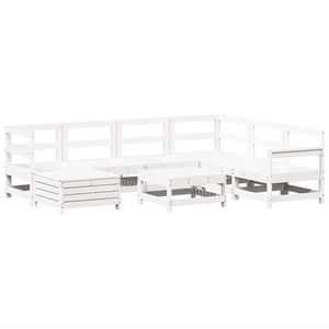vidaXL Garden Sofa Set White Solid Pine Wood, Plywood Medium Modular