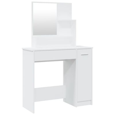 vidaXL Dressing Table with Mirror White 34.1"x13.8"x53.5"