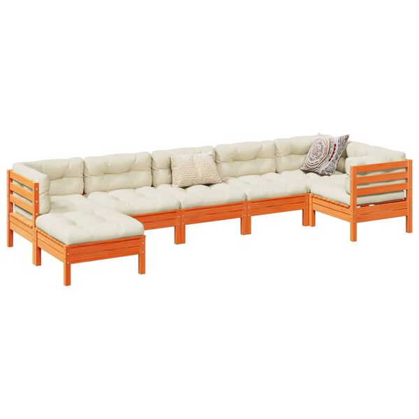 vidaXL Garden Sofa Set Wax brown Solid pine wood Large Modular