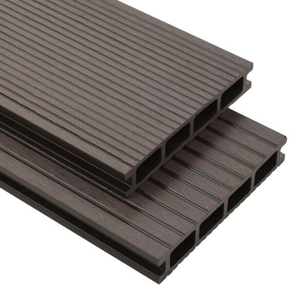 vidaXL WPC Hollow Decking Boards with Accessories 98.4 '&sup2; 13.1 ' Dark Brown (12x45005)