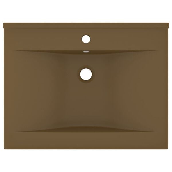 vidaXL Luxury Basin with Faucet Hole Matt Cream 23.6x18.1" Ceramic