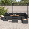 vidaXL Garden Sofa Set Height-Adjustable 9 pcs Black poly rattan