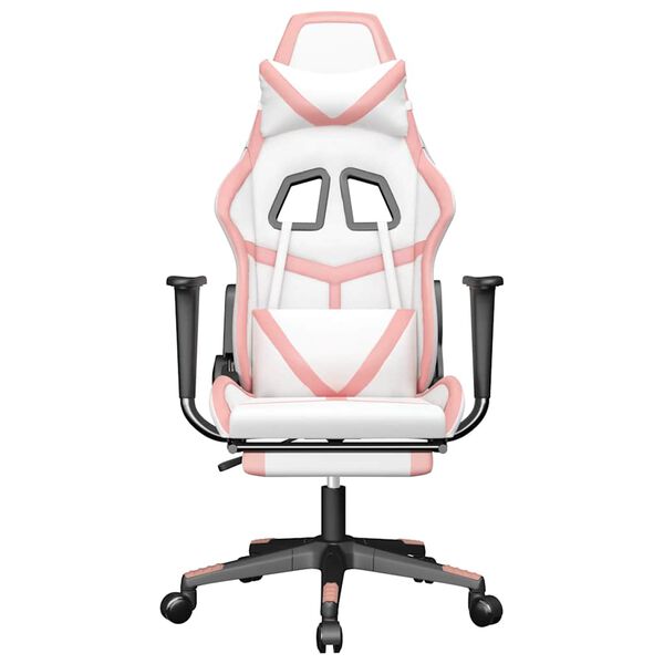 vidaXL Gaming Chair White and Pink Faux leather Medium