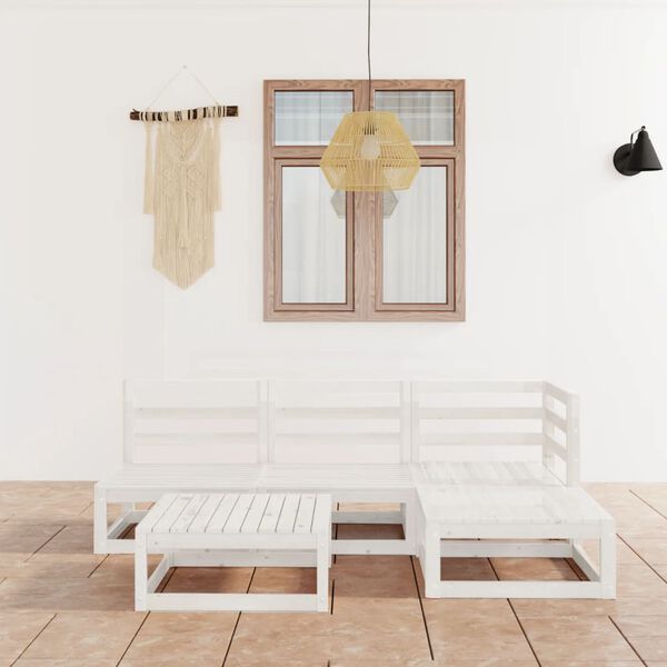 vidaXL Garden Lounge Set White Solid Pinewood Medium Modular