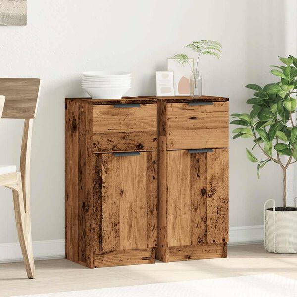 vidaXL Sideboard Set of 2 Old wood Engineered wood Medium Sideboard