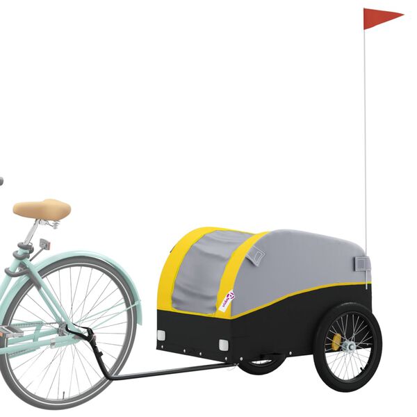vidaXL Bike Trailer Black and Yellow 99.2 lb Iron