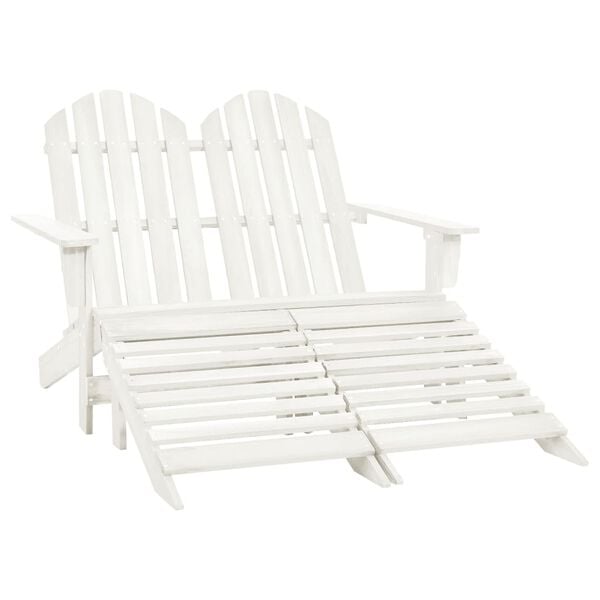 vidaXL Garden Chair White Fir Wood 2-seater Ergonomic Adirondack Chair