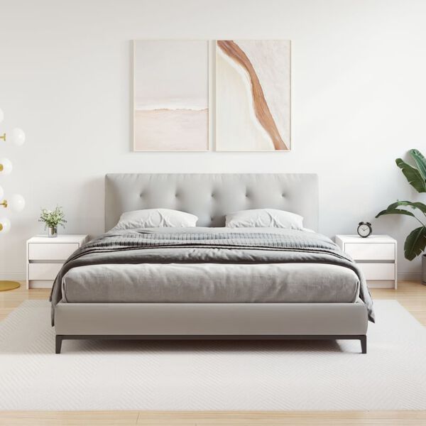 vidaXL Bedside Cabinet Set of 2 White Solid Pine Wood Compact