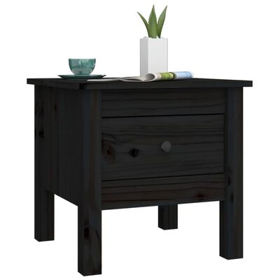 vidaXL Side Table Black 15.7"x15.7"x15.4" Solid Wood Pine